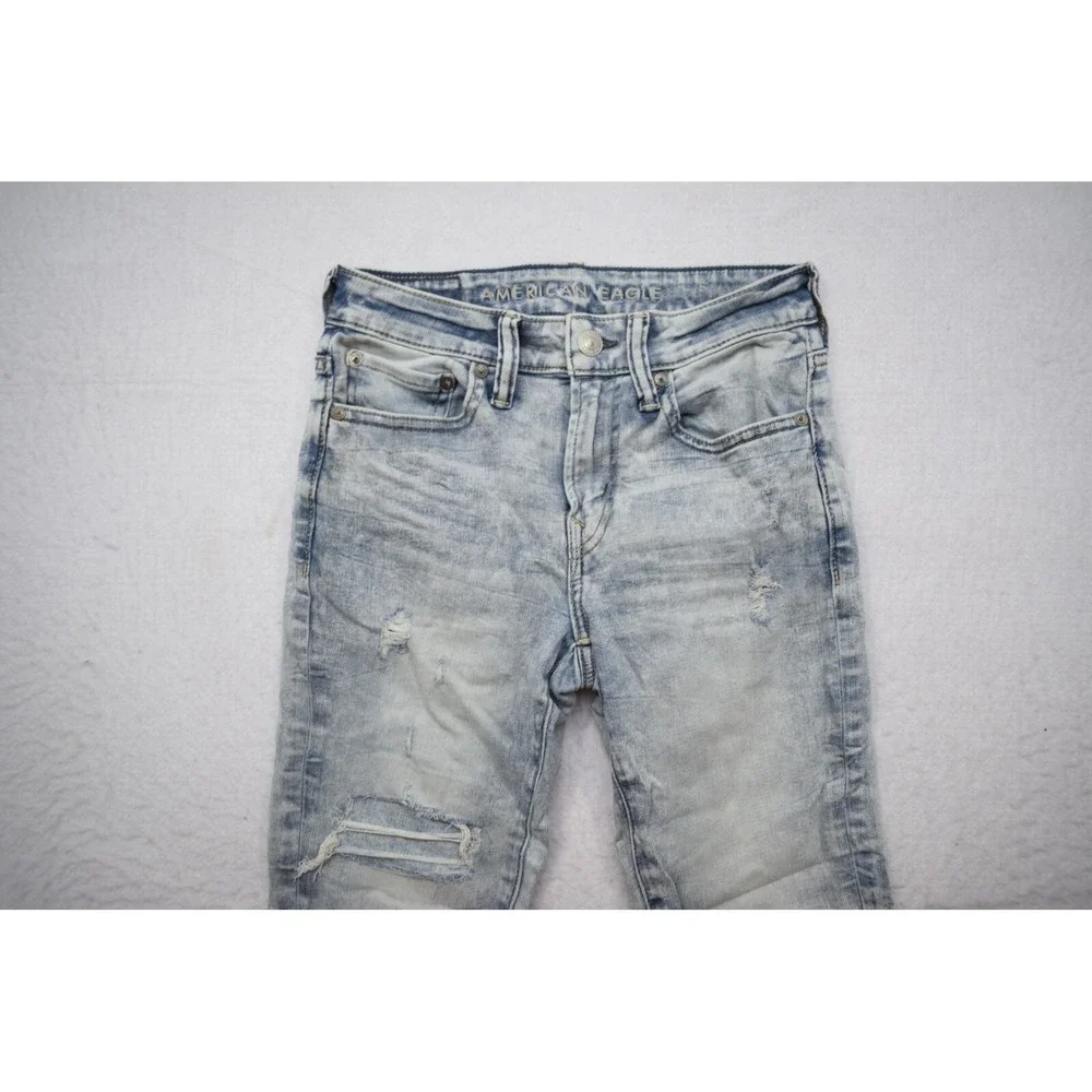 American Eagle AirFlex Skinny Stretch Distressed Denim Blue Jeans Mens 28‎ x 30